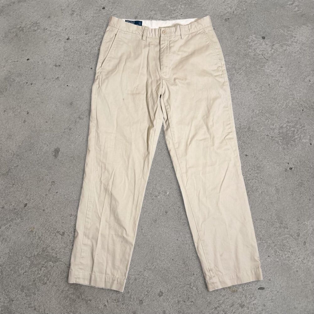 Vintage 1990’s Polo By Ralph Lauren Preston Pant Chino Khaki Mens Size 33x32